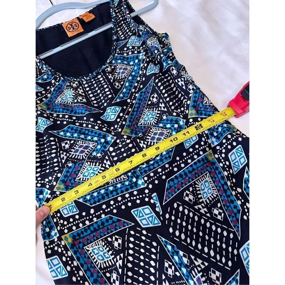 Tory Burch Camilla Dasha Silk Blue and Black Print Dress Size 4